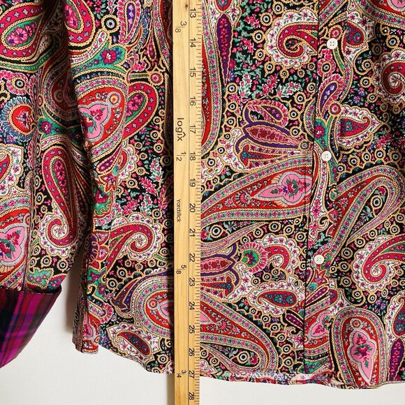 Chaps Top Women's XL Paisley Multicolor Shirt Button Up Long Sleeve Glam Chic - Picture 5 of 10